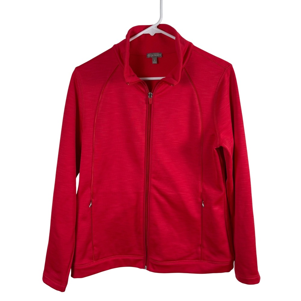 T by Talbots Full Zip Jacket Women's M Red Fleece Lined Athleisure Gorpcore